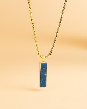 Preview: Halskette aus vergoldetem Edelstahl mit einem Lapislazuli-Stein - Galli Gold Blue